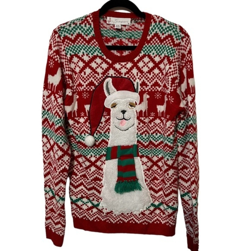 Jolly Sweaters Christmas Sweater With Llama Size Medium